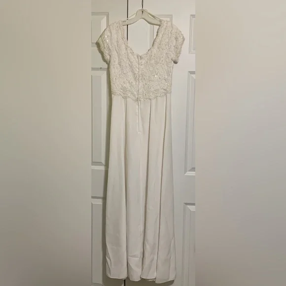 Vintage Wedding Empire Waist 9/10 Beaded BodiceRoundedCollar - Picture 4 of 15